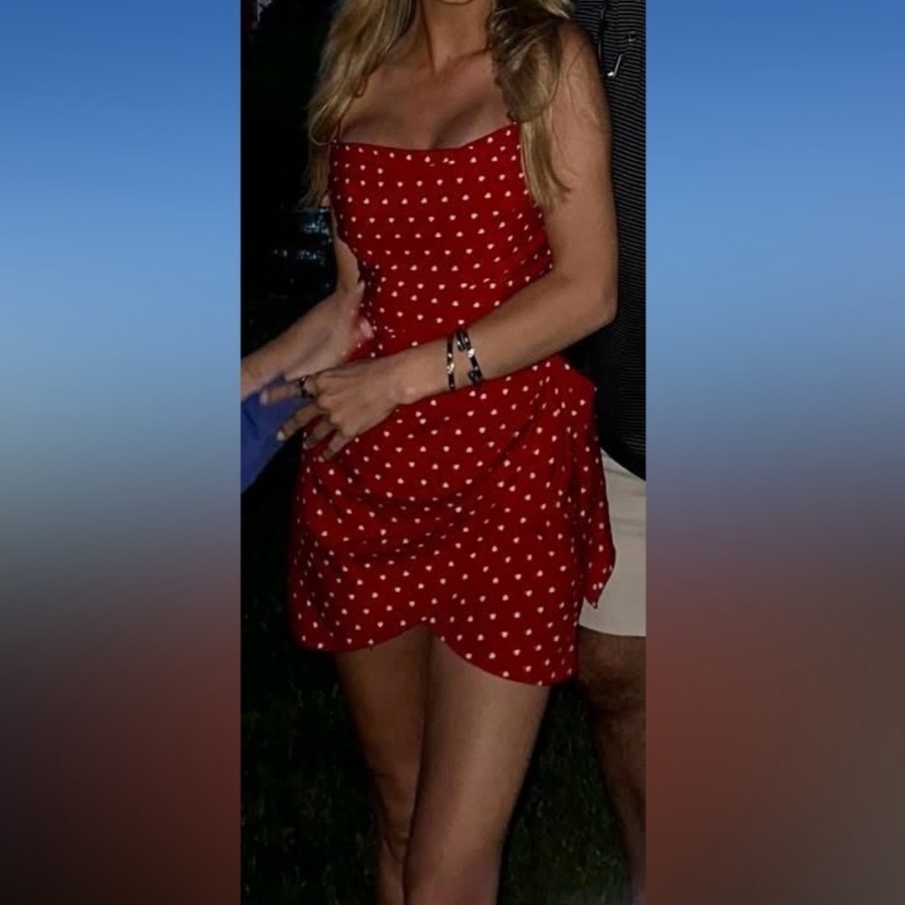 Red Polka Dot Mini Dress with Side Ruched Detail